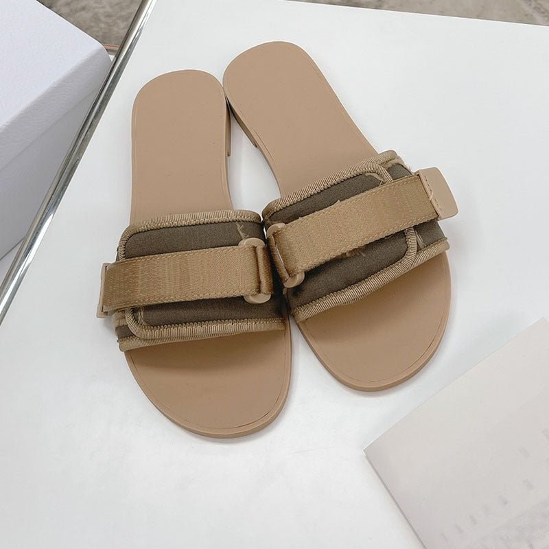 Velcro-sandaler til kvinder med flade såler, afslappede og alsidige med ydre rem