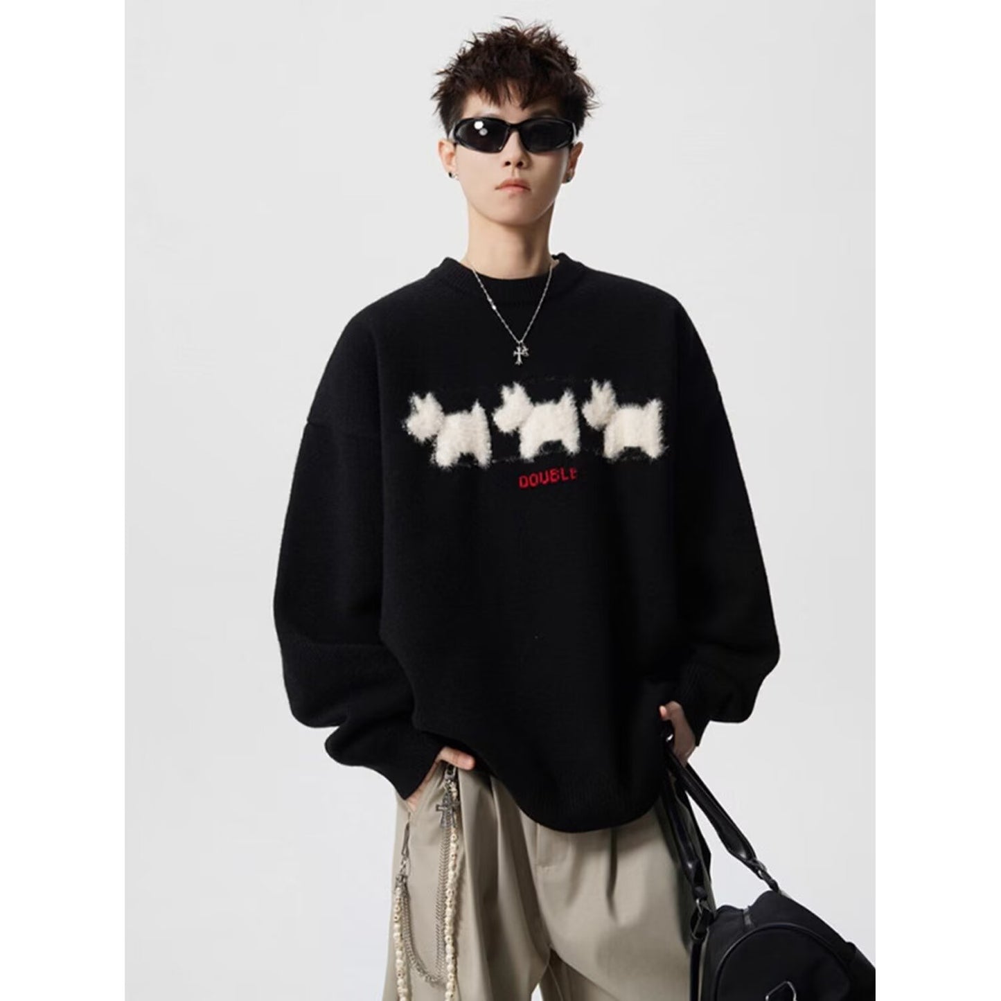 Casual Crew-neck Knit Sweater Loose-fitting And Versatile