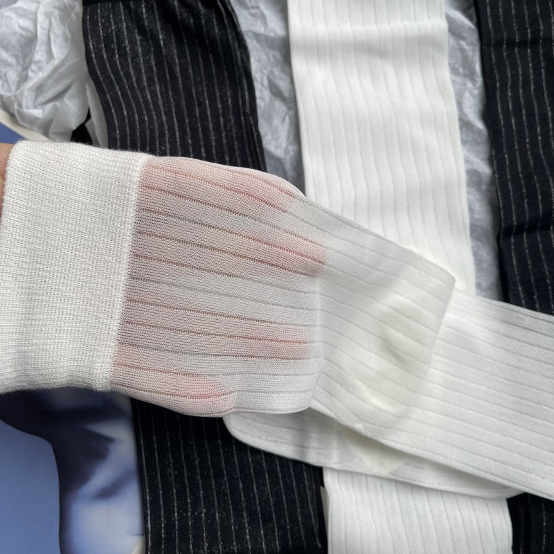 Ultra-thin Bright Silk Vertical Stripes Transparent Summer Split Toe Stockings Women's Socks