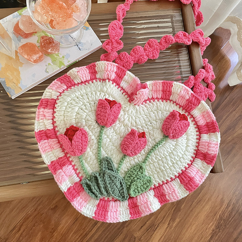 Heart Shaped Tulip Hand Woven Bag