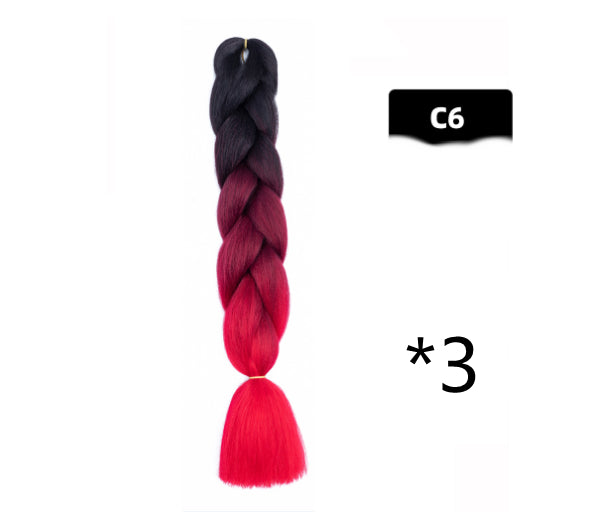 Color Big Braid African Chemical Fiber High Temperature Silk Wig Gradient