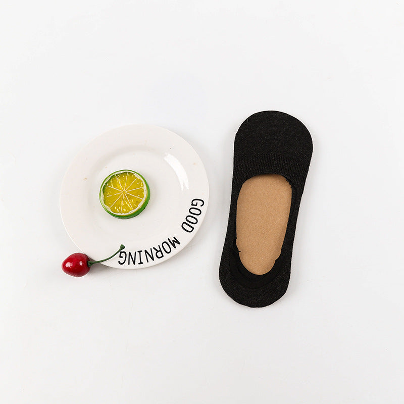 Female Shallow Mouth Invisible 10 Colors Cotton Silicone Socks