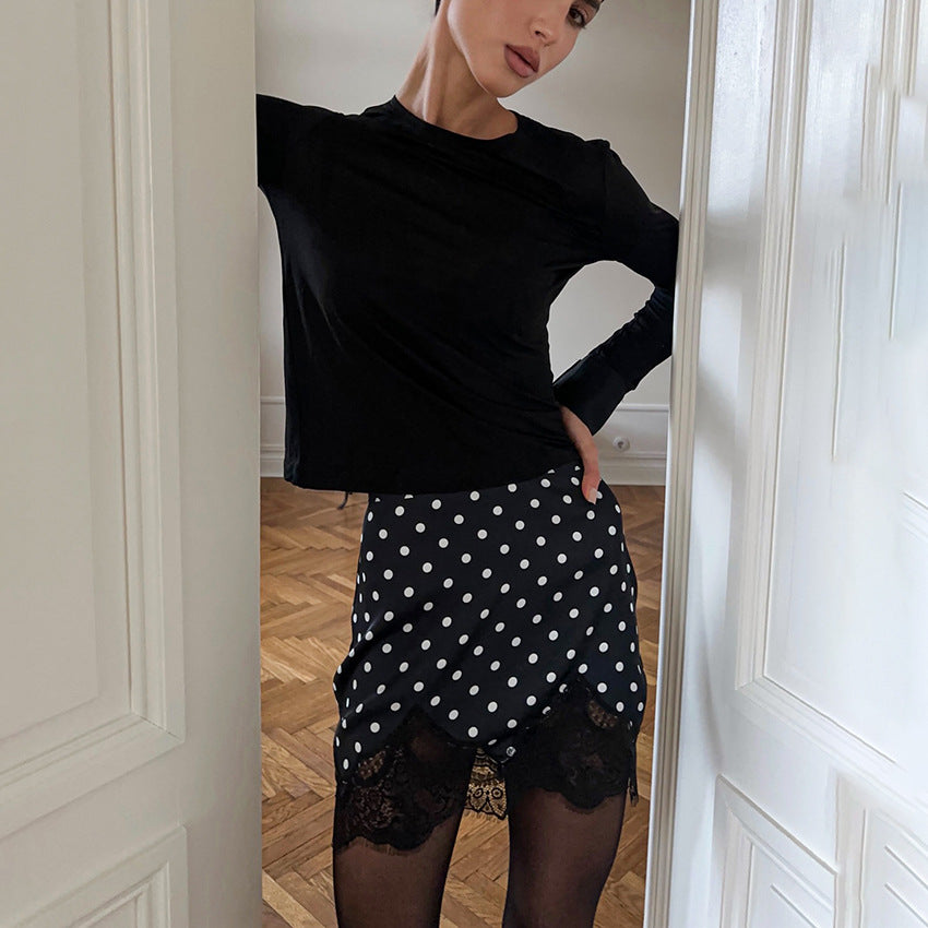 Women's Fashionable Sexy Lace Polka Dot Skirt