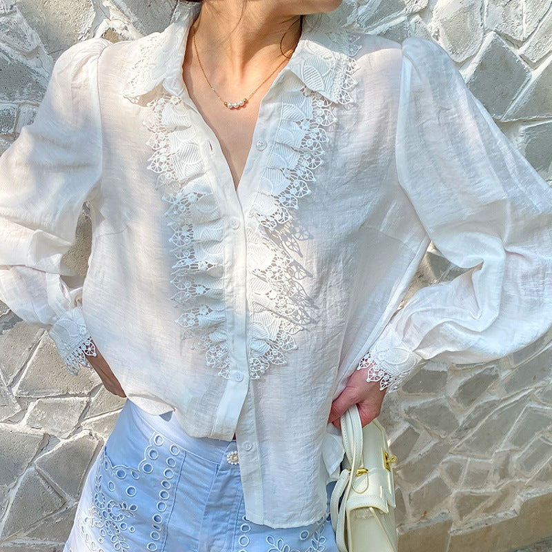 Women's Long Sleeve French Style Design Socialite Style Commuter Women's Shirt European And American