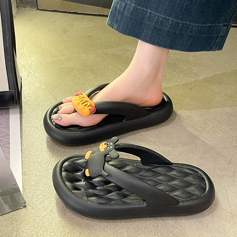 Women's Summer Cute Sausage Dog Beach Non-slip Soft Bottom Outdoor Flip-flops