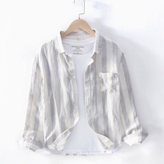 Spring And Summer Thin Youth Long Sleeve Men's Hong Kong Style Shirt