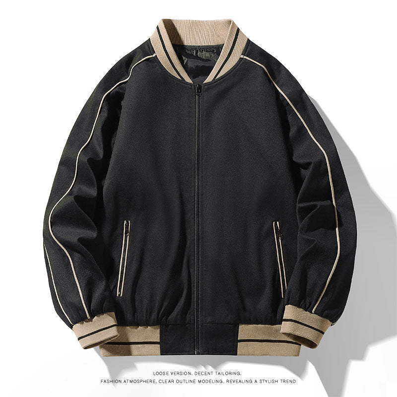 Men's Baseball Collar Casual Jacket Plus Size Coat Top Men