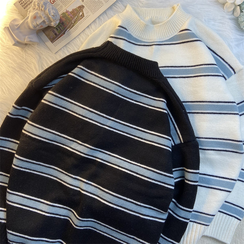 Striped Crewneck Sweater Men's Autumn And Winter Style