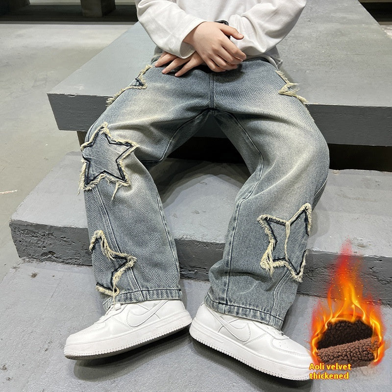 New Big Children Wide-leg Pentagram Jeans