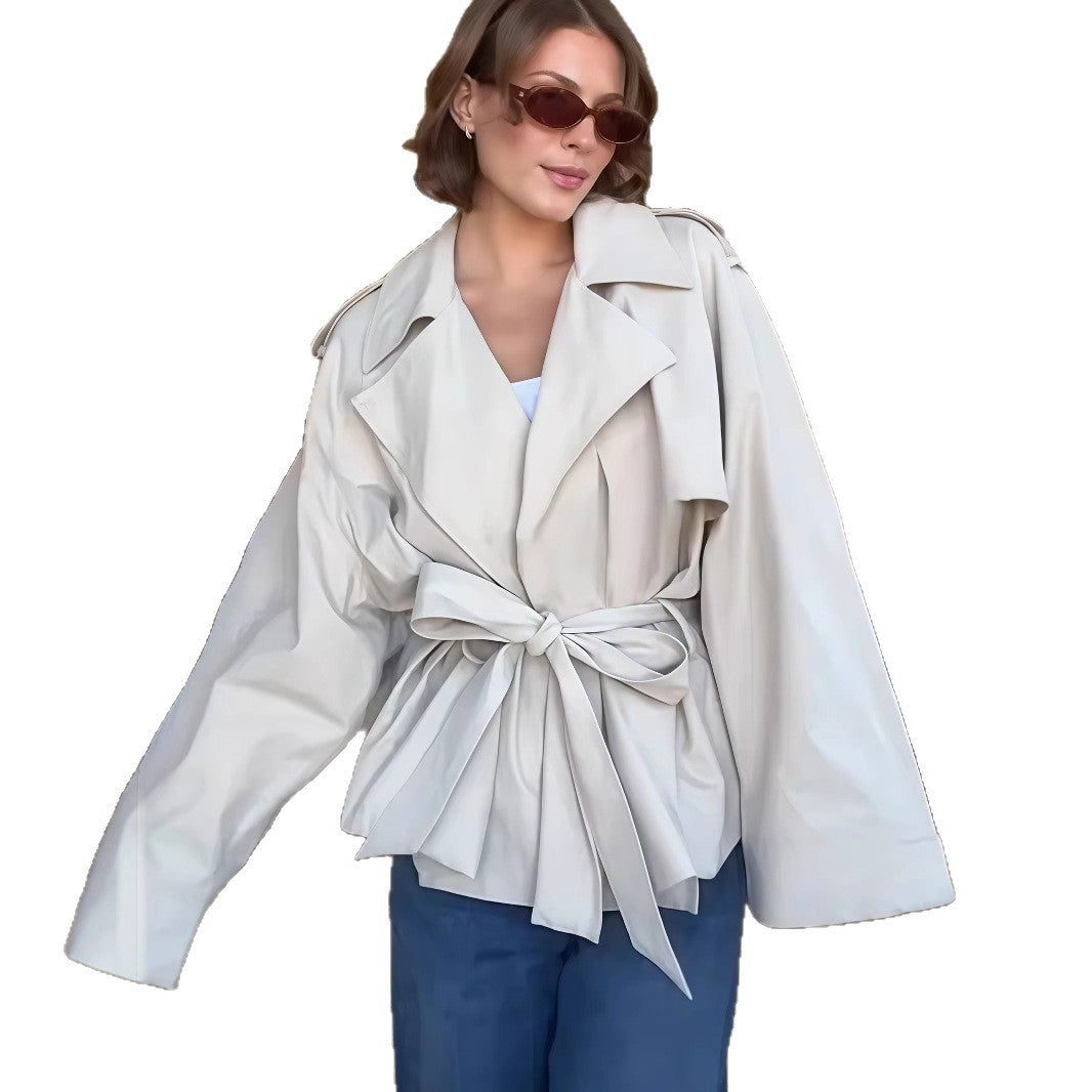 Short Coat Temperament Elegant Apricot Color Loose Large Lapel
