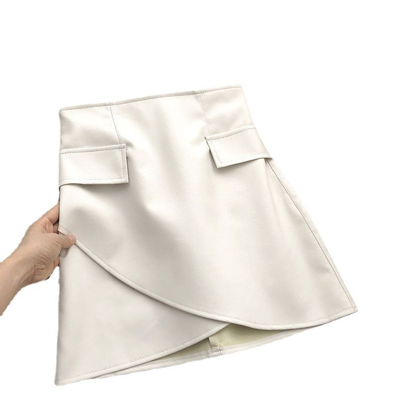 Irregular High Waist Faux Pocket A- Line Skirt Women