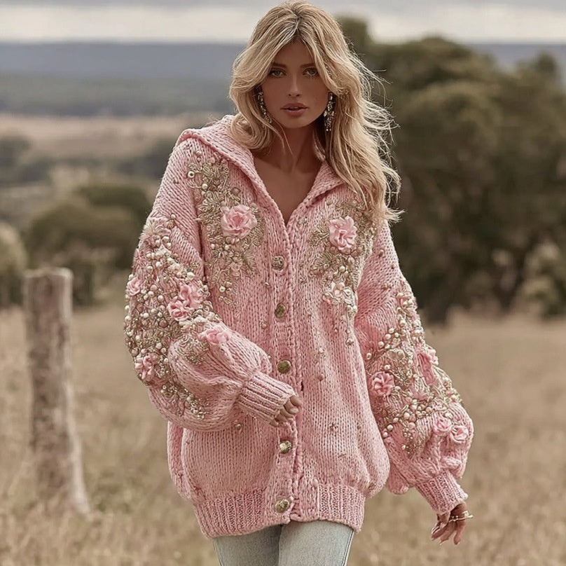 Women's Skin-friendly, Anti-pilling Knitted Cardigan With A Round Neckline, Loose Fit, And Long Length