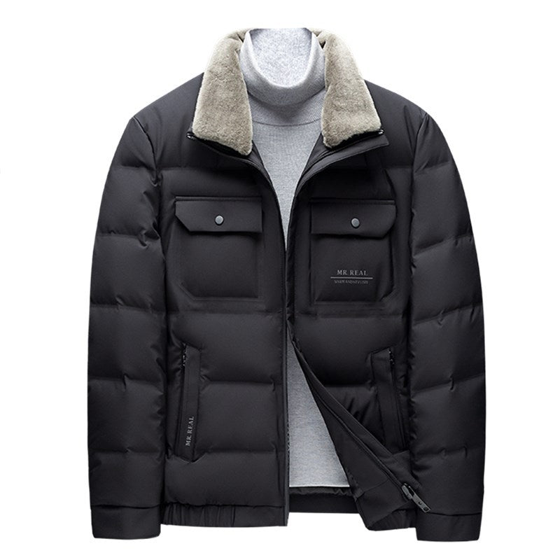 Thickened Multi Pocket Lapel Men's Coat