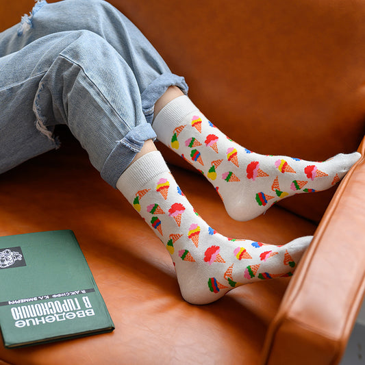 Personality Cartoon Bear Fashion Socks Girl Style Ice Cream