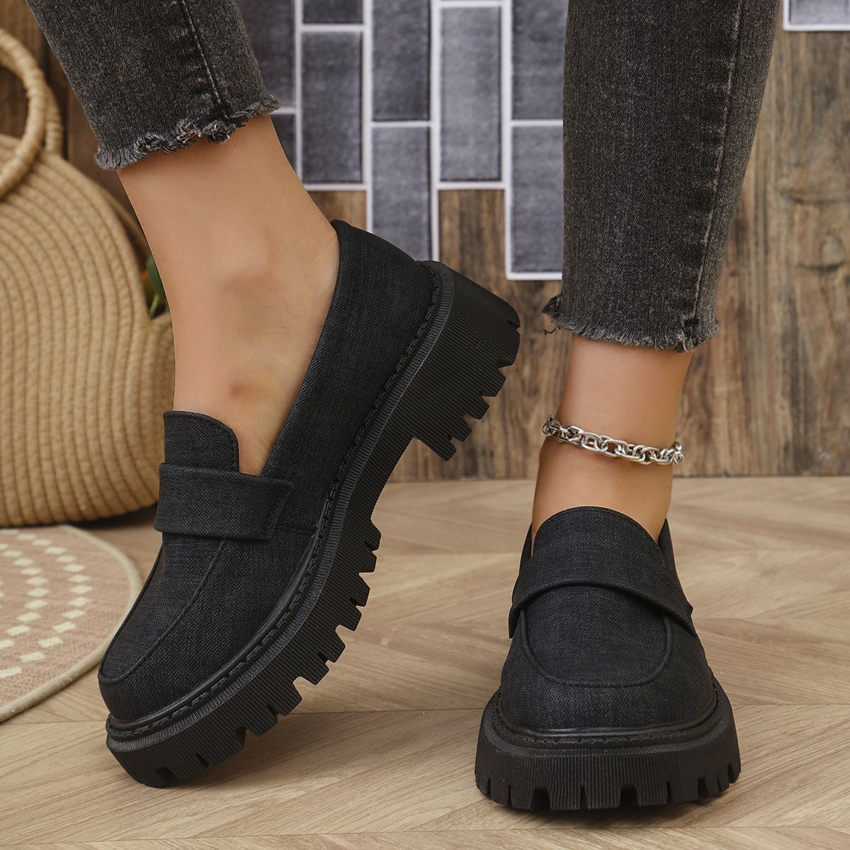 Retro Platform Loafers Casual Versatile Single-layer Shoes