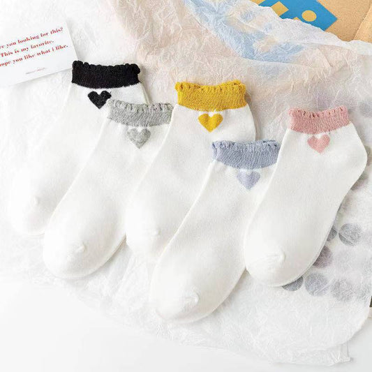 Socks Female Retro Flower Purple Bubble Mouth Palace Style Short