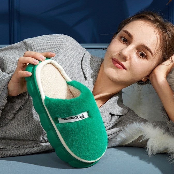 Fleece-lined Platform Velvet Winter Non-slip Slippers