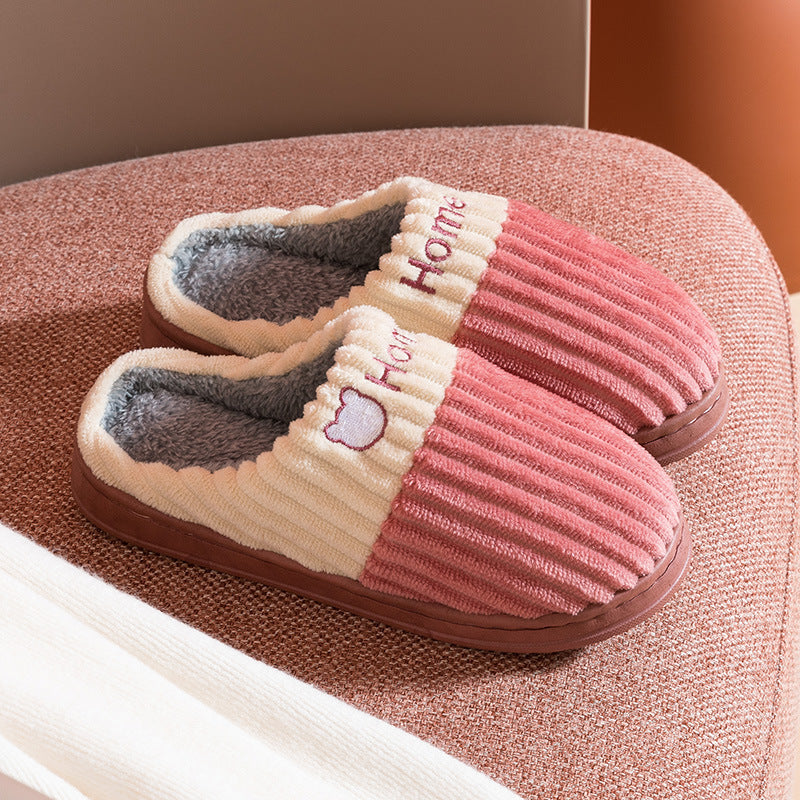 Couple's Warm And Non Slip Thick Soled Wool Slippers