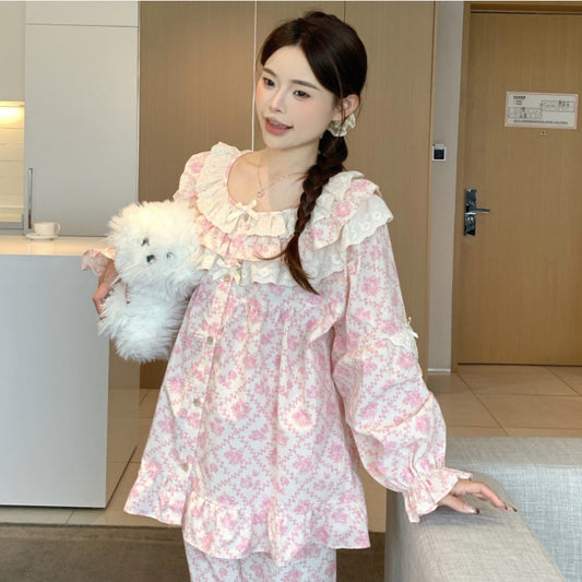 Romantic Floral Loungewear Set For All Four Seasonsloose-fitting And Super Comfortable