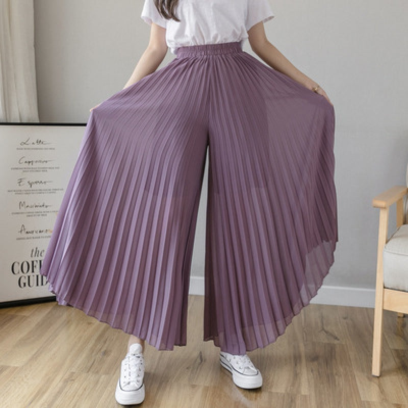 Loose-fitting Pleated Chiffon Wide-leg Women's High Waist Straight Skirt Pants