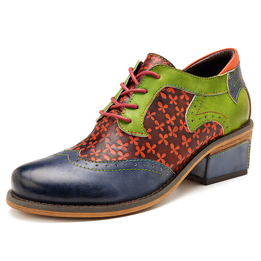 Casual Retro Ethnic Brock Stitching College Style Single Shoes