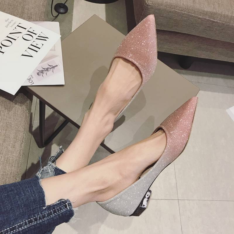 Women's Fashion Gradient Color Low Heeled Flat Shoes
