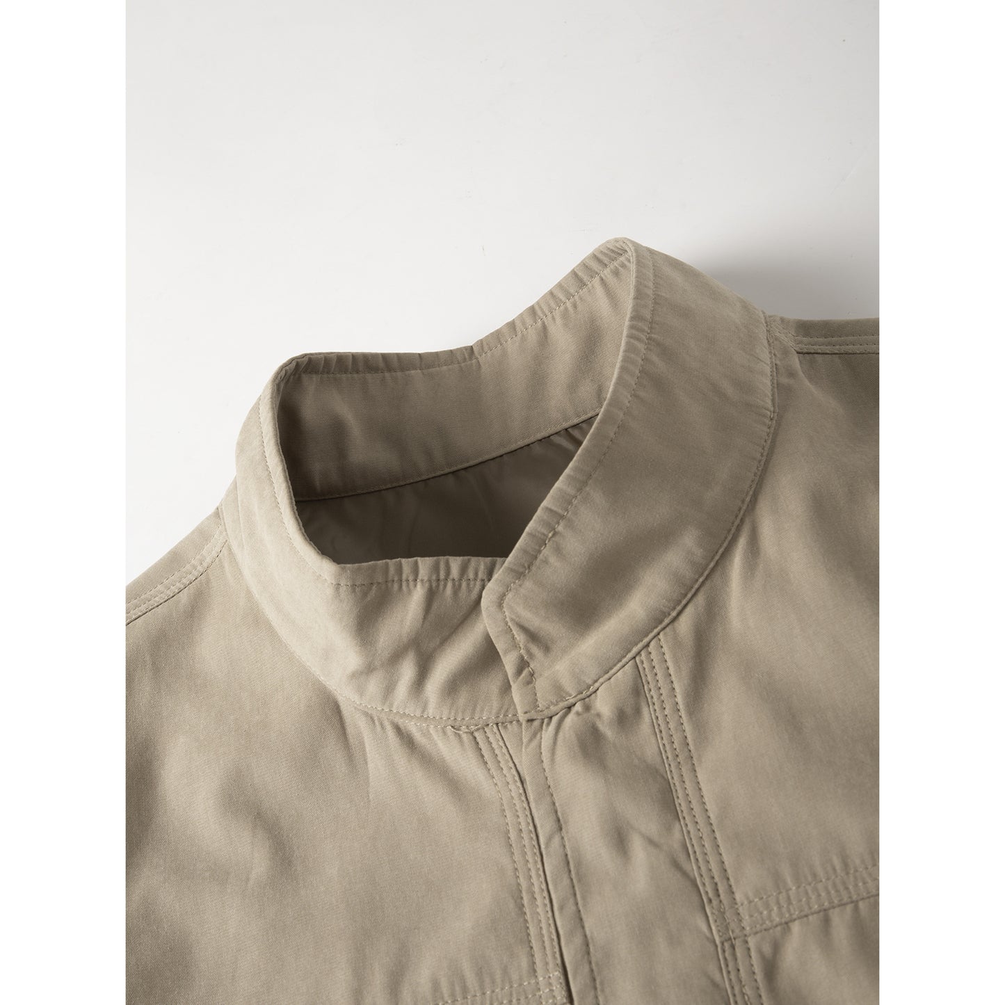 Solid-color Zip-up Korean-style Stand-up Collar Mens Jacket