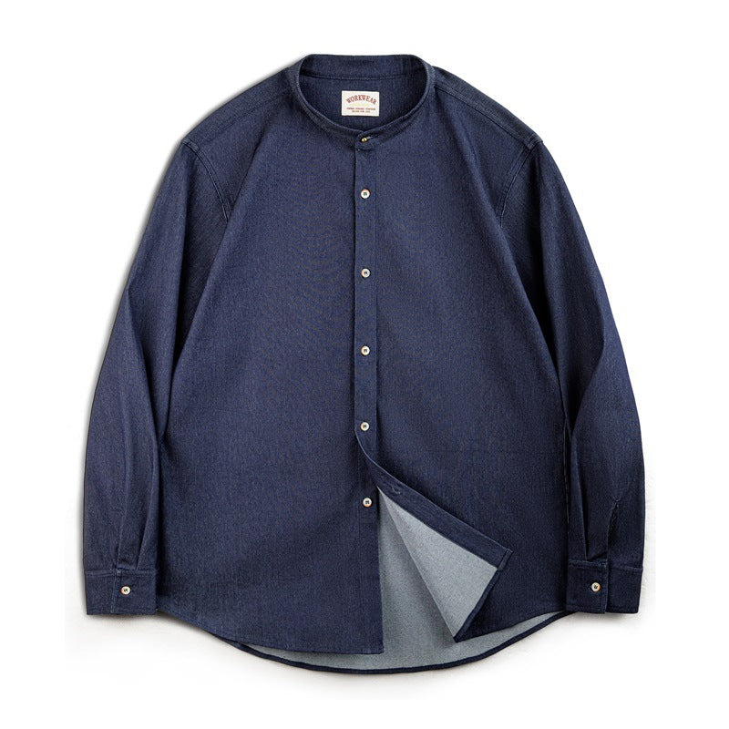 Retro Crew Neck Casual Long Sleeve Shirt Coat Men's Autumn