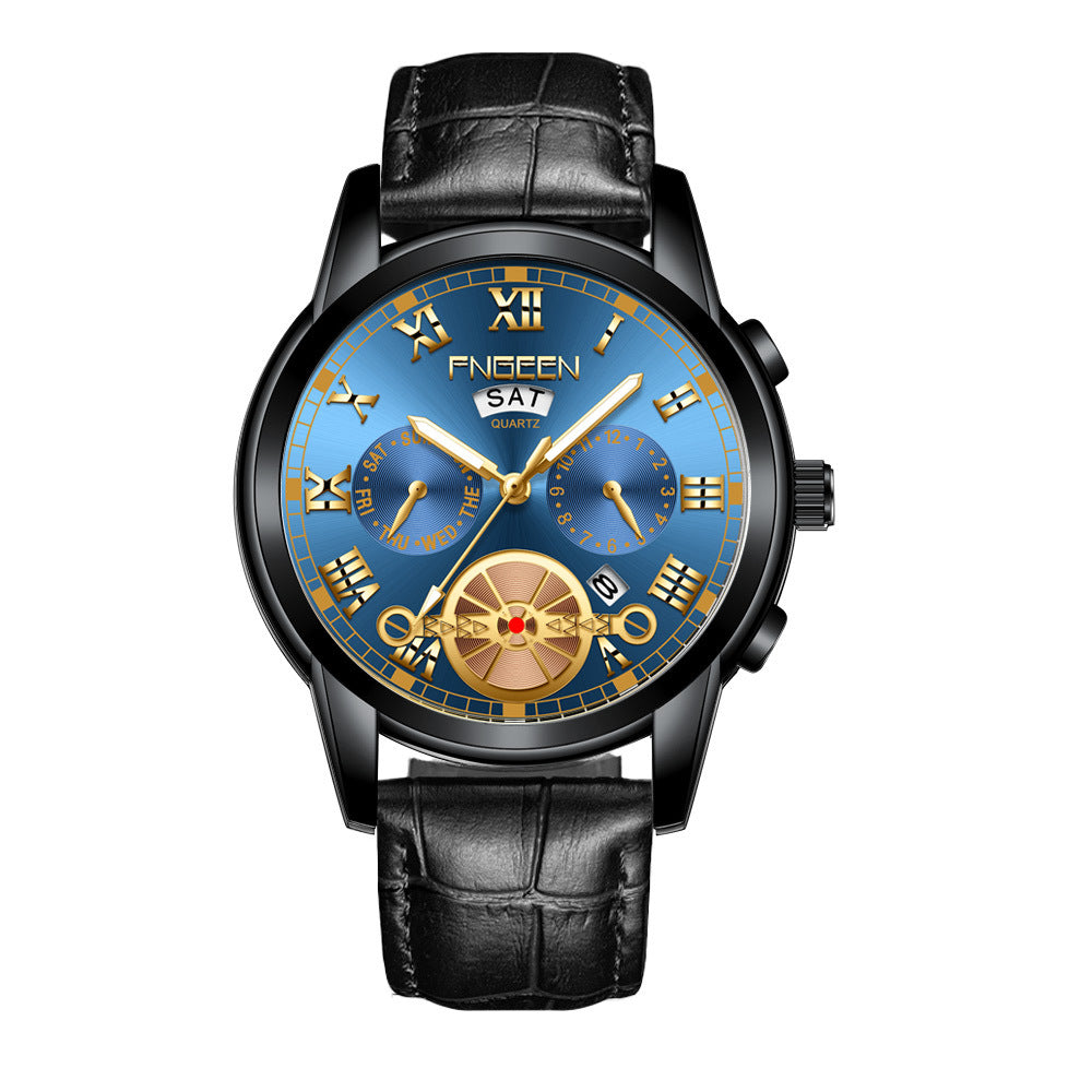 Fashion Tourbillon Watch Quartz Steel Band Multifunction