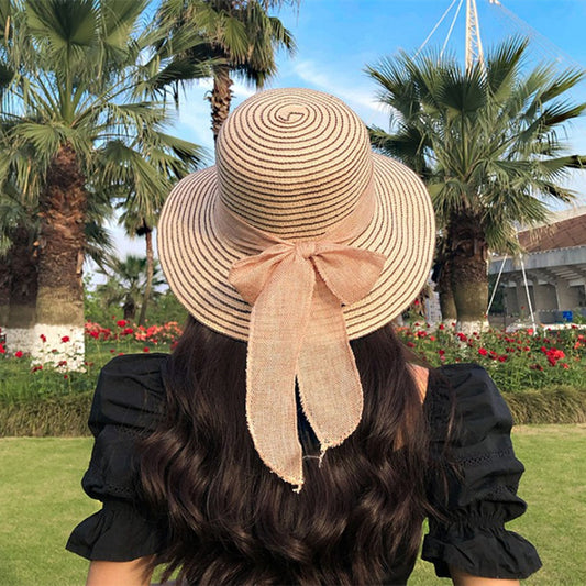 New Seaside Big Brimmed Ladies Straw Hat With Bow