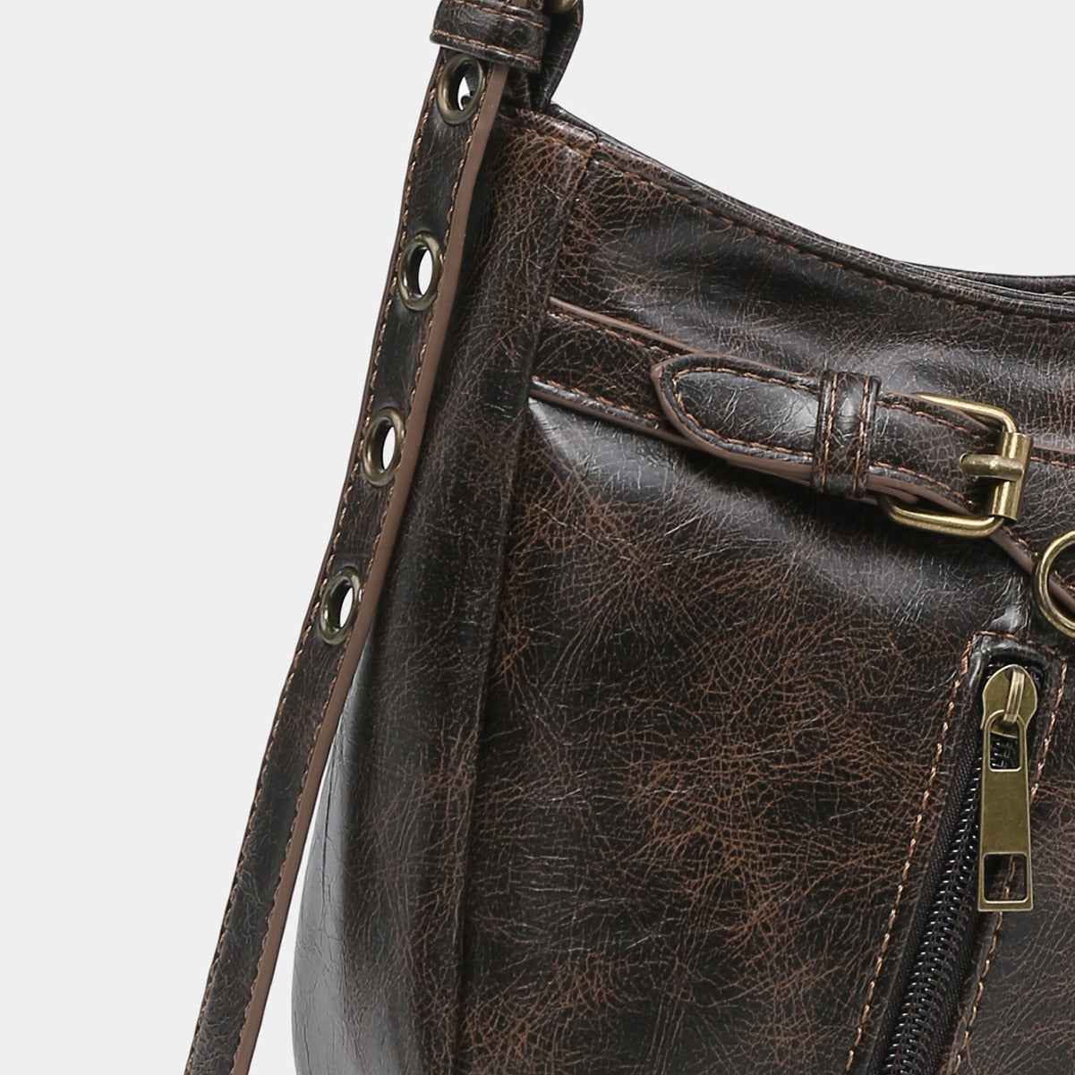 Spicy Girl Retro Style Two-tone Distressed Leather Shoulder Underarm Bag