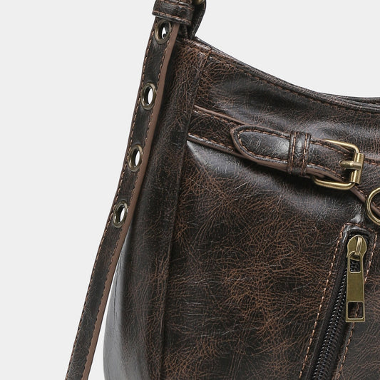 Spicy Girl Retro Style Two-tone Distressed Leather Shoulder Underarm Bag