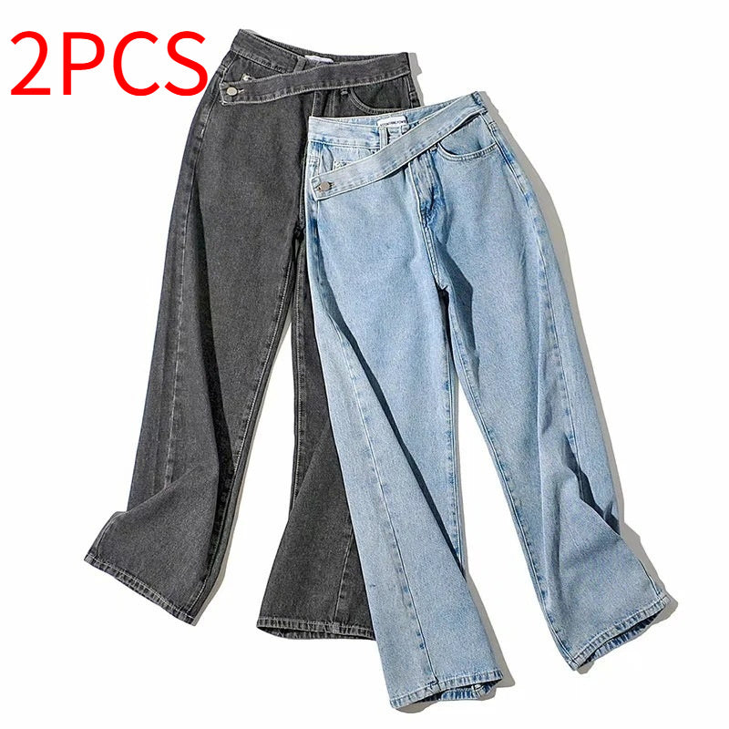 Straight Mopping High-Waisted Wide-Leg Pants