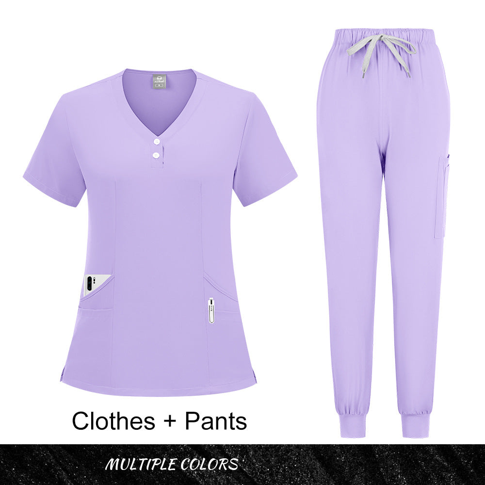 Stylish Casual Scrub Set For Women Long- Or Short-sleeve Doctor And Nurse Uniform