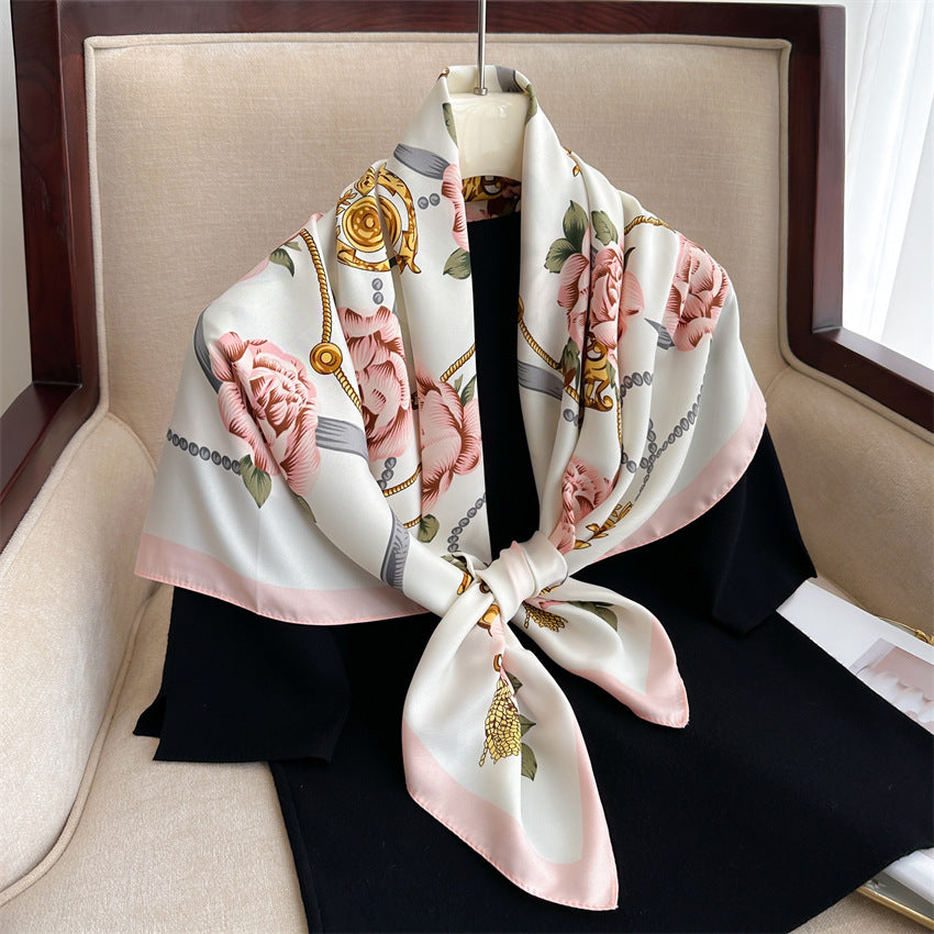 Fashion Printed Silk Scarf Twill Silk High Quality Square Scarf