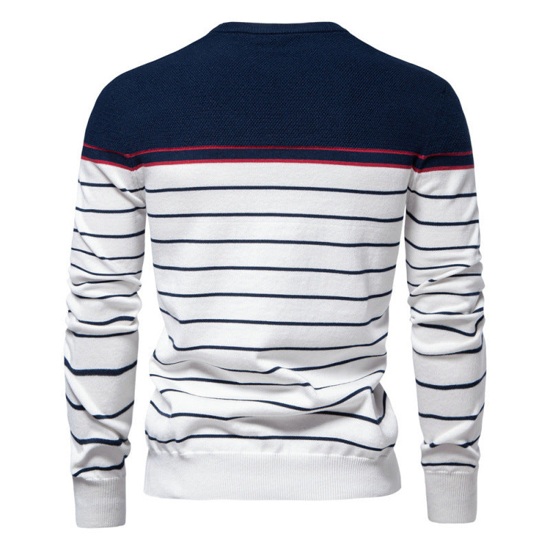 Stribet casual langærmet sweater til mænd i farvematch