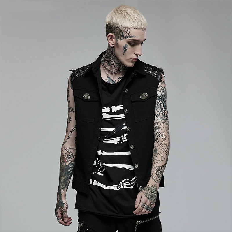 Simple Wind Black Vest Men's Coat