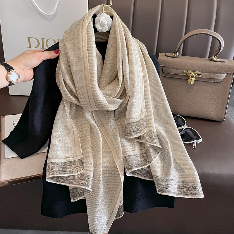 Women's Lightweight Silk Shawl, Elegant Long-style For Socialites