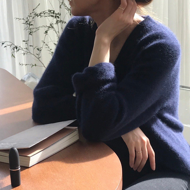 Women's Knitting Shirt V-neck Sweater Gentle Japanese Style