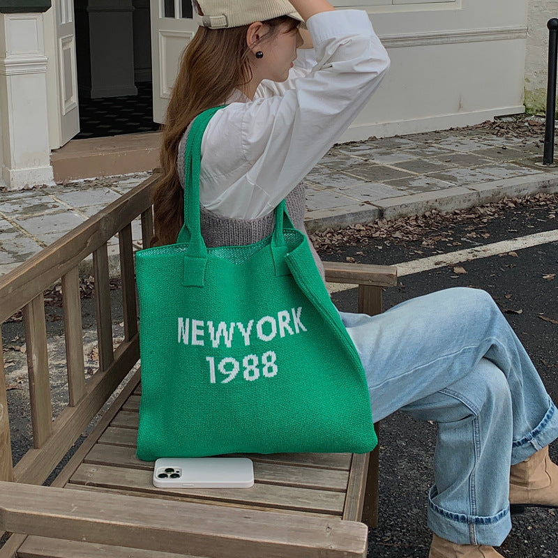 Knitted Letter Retro Trendy Wool Shoulder Bag