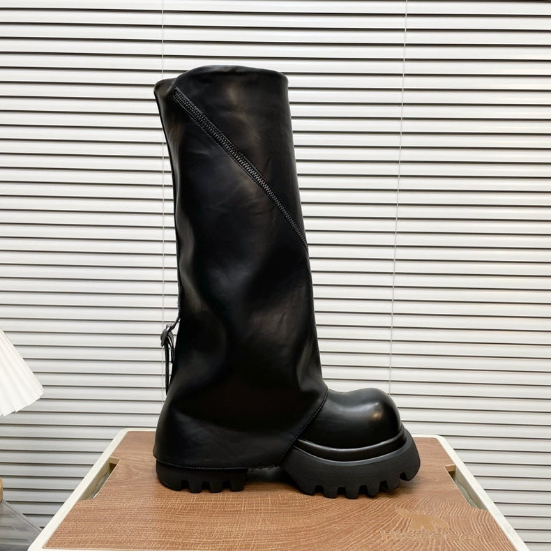 New Autumn Women's High Boots With Zippers And Thick Soles