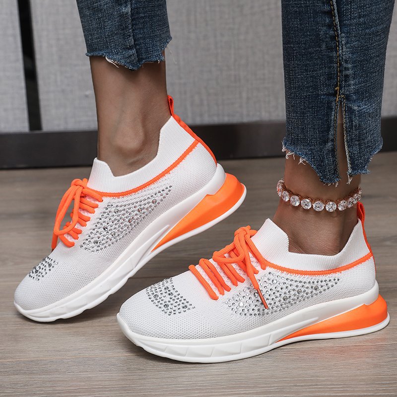 Sommer ny stil Rhinestone Casual Sko Dame Gåsko Strømpe Sportssko