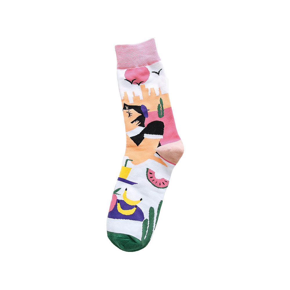 Street Skateboard Ladies Socks Oil Painting
