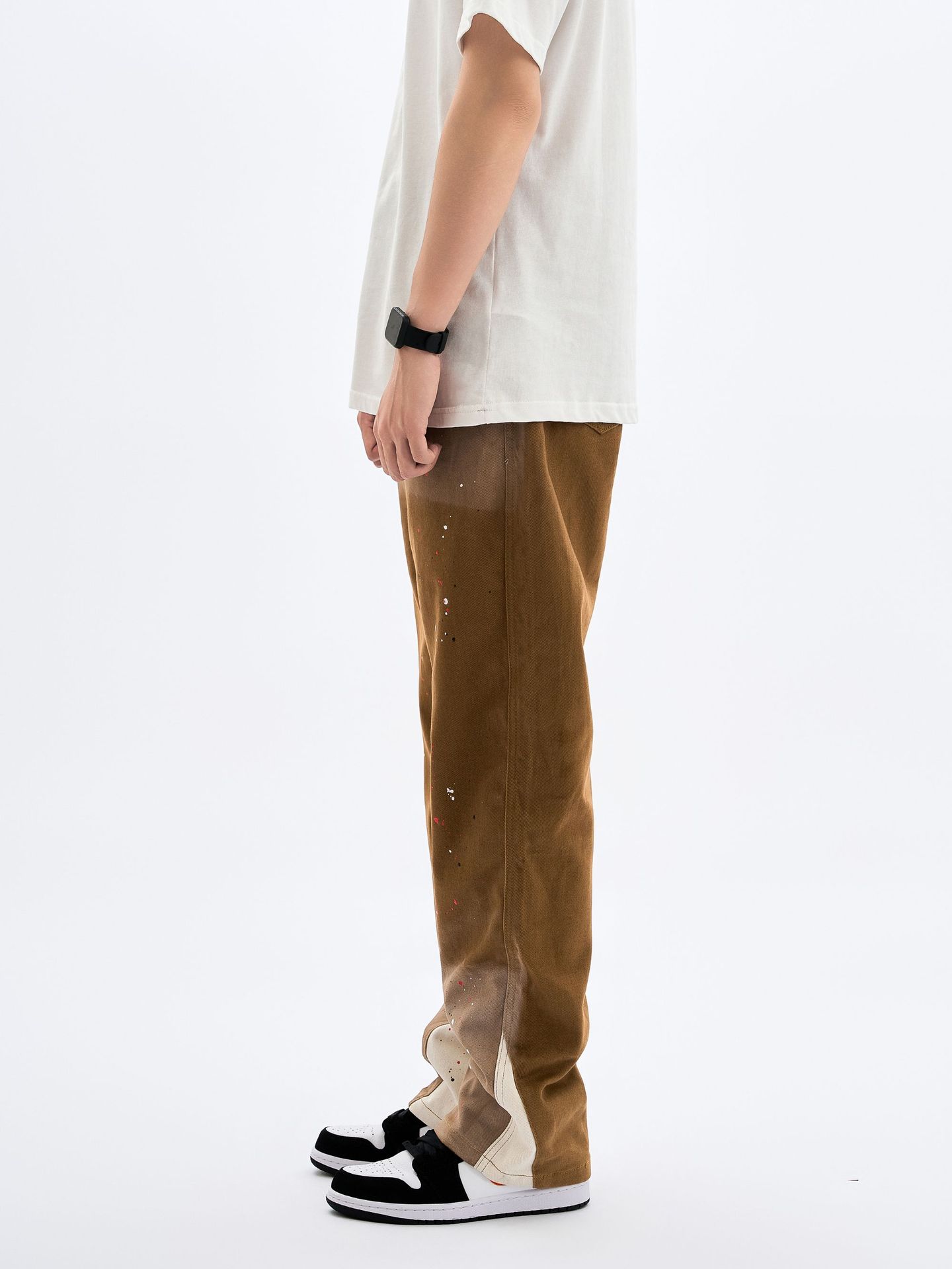 Wash Water Splicing Straight Cowboy Pants