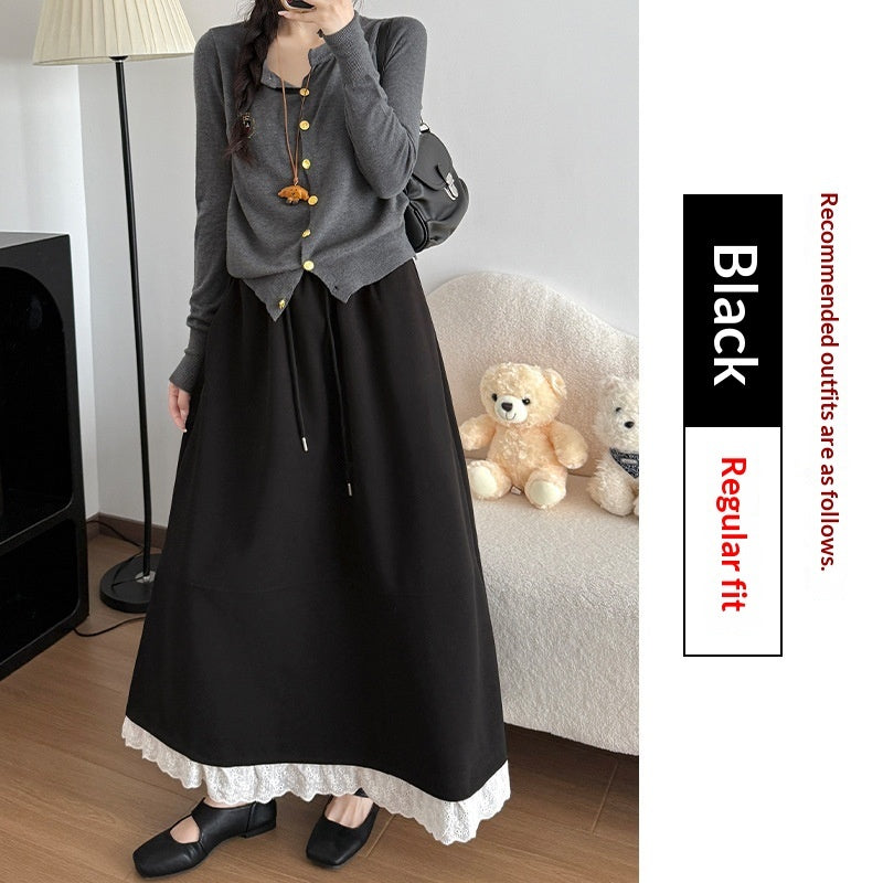 Women's Fashion Lace Trim Flare Skirt