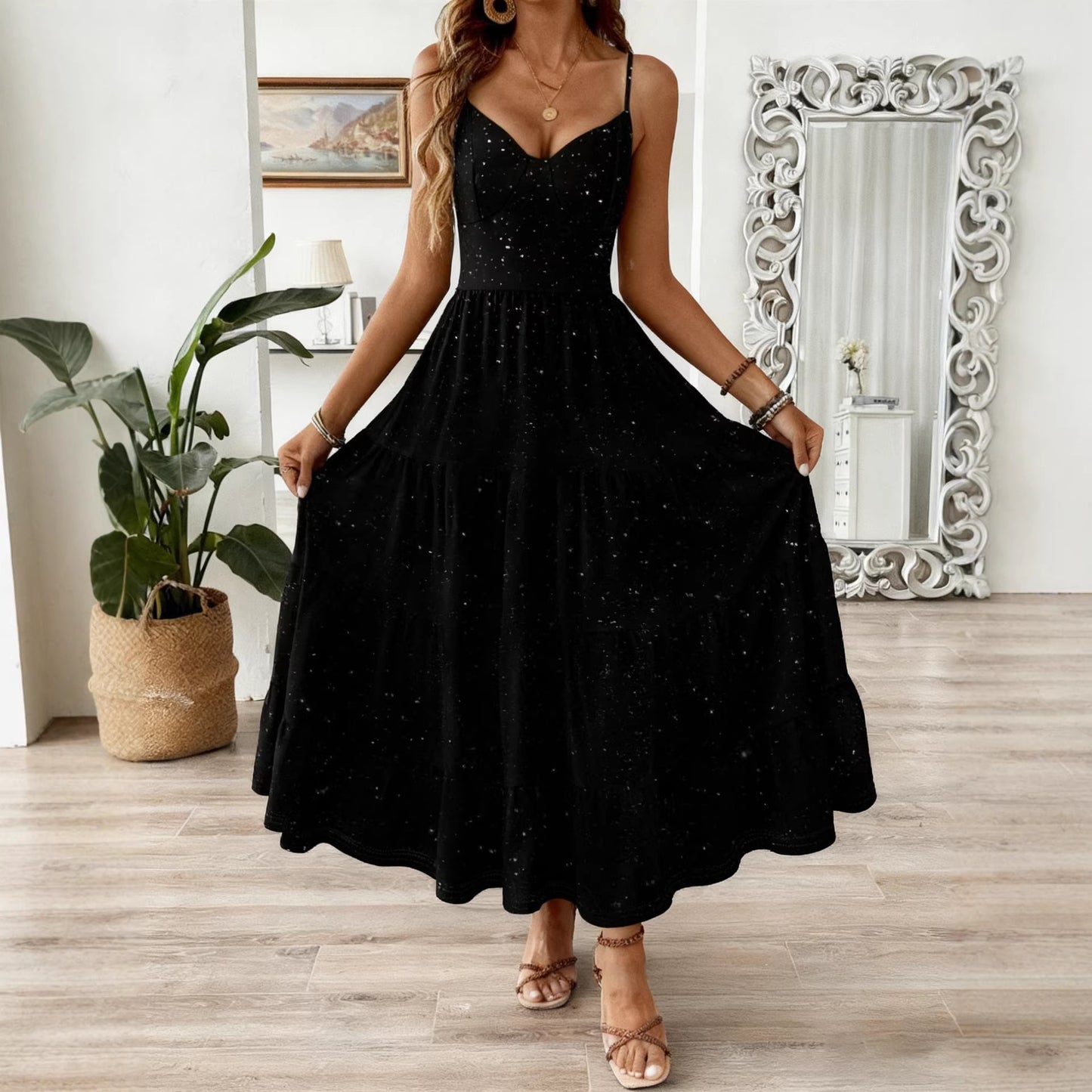 Starry Maxi Dress Perfect For Vacations Commuting And Any Occasion