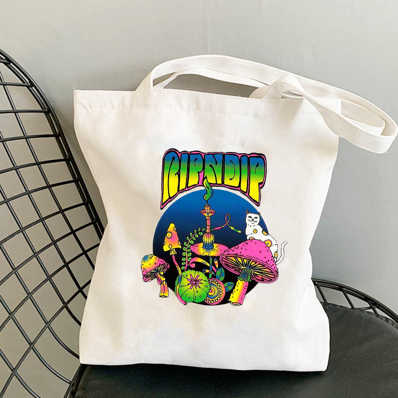 Mushroom Print Personalized Creative One-shoulder Canvas Bag