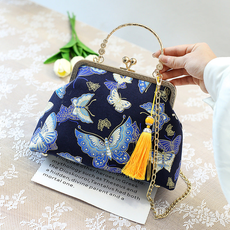 New Chinese Style Retro National Style Embroidered Clutch Bag Red-crowned Crane Handbag