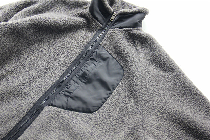 Men's Double-sided Polar Fleece Thickening Stand Collar Cashmere Hoodie