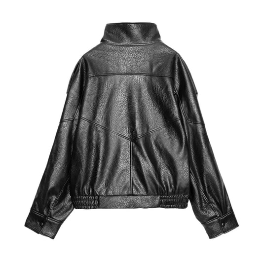 Wind-style Retro Biker's-style Leather Stand-up Collar Jacket